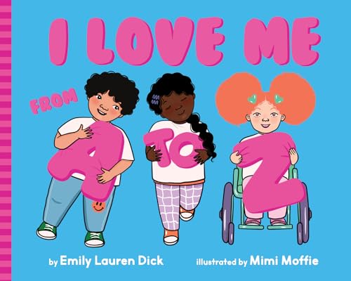 Board book cover with diverse children embracing large letter blocks.