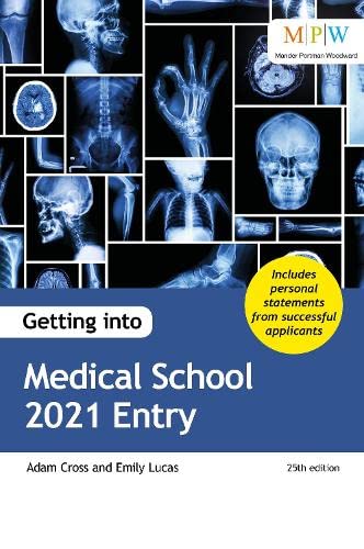 Book cover: "Getting into Medical School 2021 Entry" with skeletal imagery.