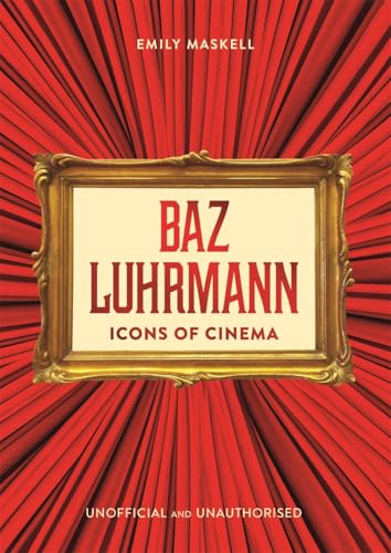 Book cover for “Icons of Cinema: Baz Luhrmann” with red curtain background.