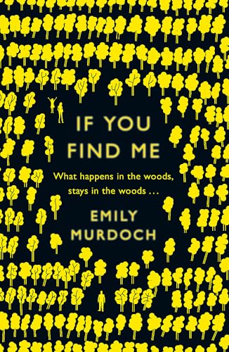 Book cover with yellow trees and small figures in a dark forest.