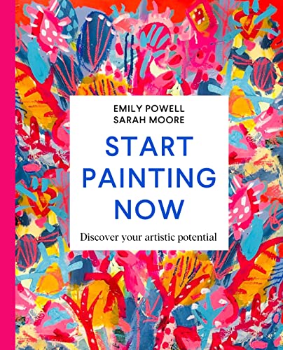 Book cover with colorful abstract painting and bold blue title text.