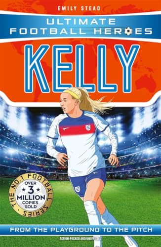Book cover featuring Kelly, a female football player in a white jersey.