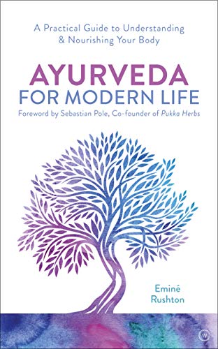 Book cover with title “Ayurveda For Modern Life” and a tree illustration.