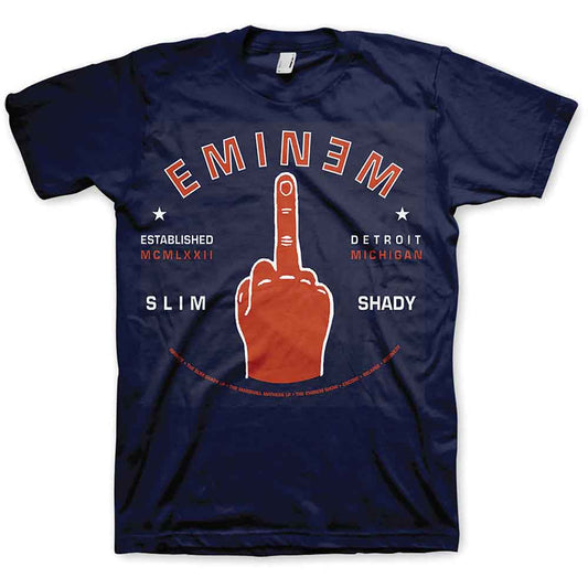 Black t-shirt with Eminem's hand gesture, “Detroit finger,” design, size XX-Large.