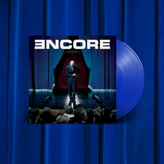 Eminem’s “Encore” 20th Anniversary Edition vinyl record with blue coloring.