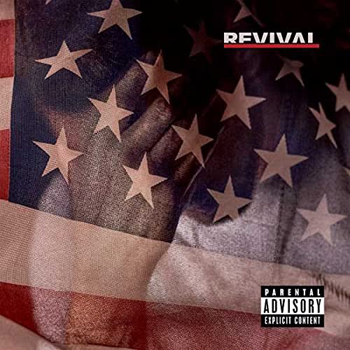 Album cover featuring a person's hand pressed against an American flag with text Revival.