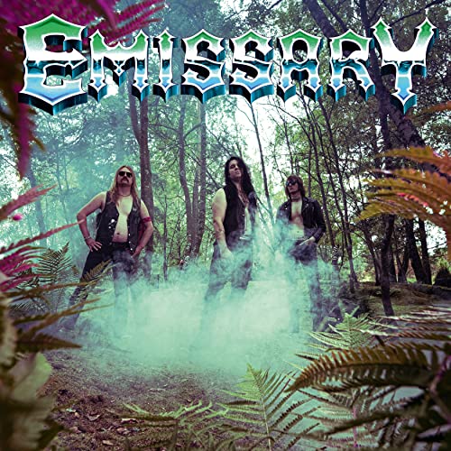 CD cover for Emissary, featuring three people in a forest with smoke.