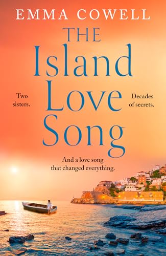 Book cover: “The Island Love Song” with coastal village scene.