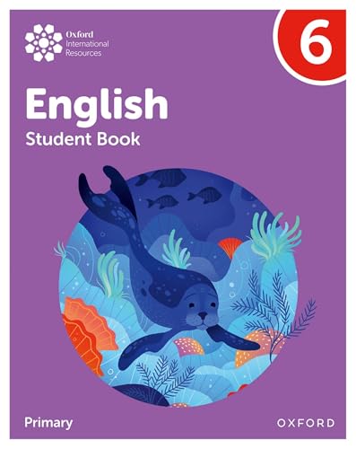 Purple English student book cover with a seal and ocean scene.