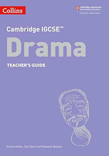 Purple cover of “Cambridge IGCSE™ Drama Teacher’s Guide” with a sketched face.