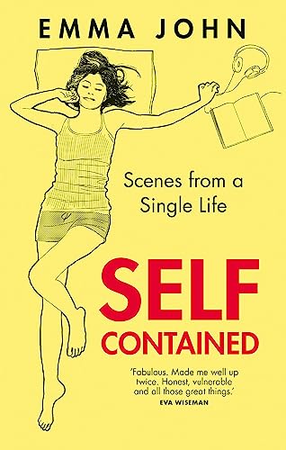 Book cover: illustrated woman lying down, reading, with bold red title "SELF CONTAINED".