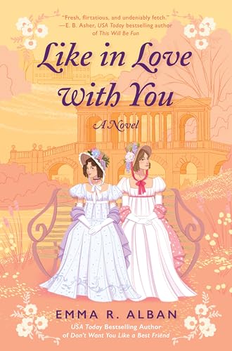 Book cover: two women in Regency-era dresses before a grand estate.