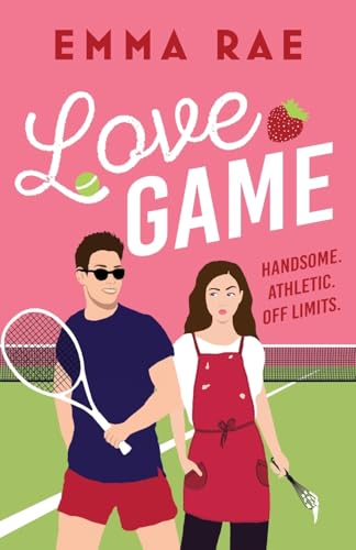 Book cover: illustrated couple with tennis racket, strawberries, pink background.