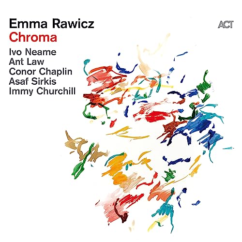 CD cover with artist names and an abstract colorful paint splatter on white.