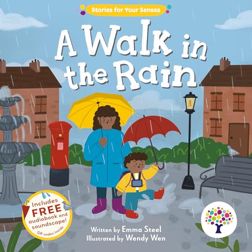 Children’s book cover depicting a mother and son walking in the rain.