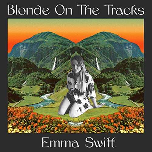 Album cover: woman kneeling in a landscape with mountains and flowers.