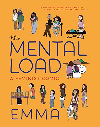 Book cover showing various cartoon illustrations of people on an orange background.