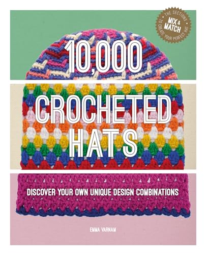 Book cover featuring three colorful crocheted hats and bold title text.
