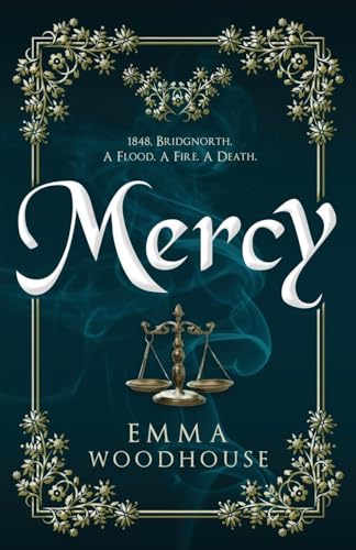 Book cover for Mercy by Emma Woodhouse featuring a scale of justice on teal background.