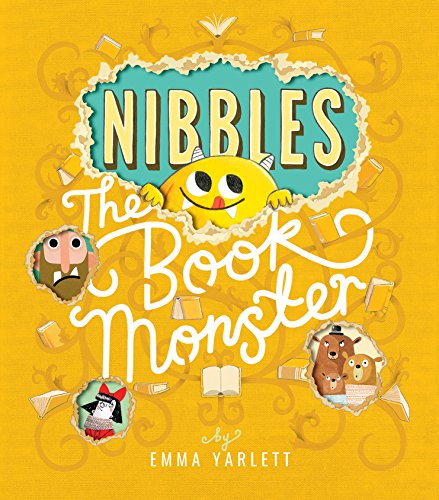 Book cover for "Nibbles the Book Monster" with colorful illustrations.