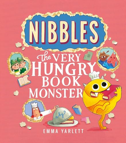 Book cover featuring a yellow monster eating a red book, with chef characters.