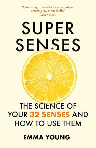 Book cover for "Super Senses" featuring a sliced orange and bold text.