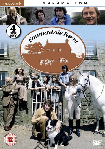 “Emmerdale Farm: Volume 2” DVD cover with cast and farm illustration.