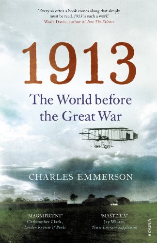 Book cover for 1913: The World before the Great War featuring an early airplane.