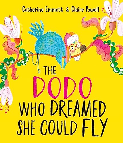 Bright yellow cover with a cartoon dodo bird wearing glasses.