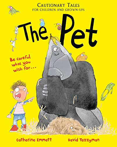 Book cover: a boy, gorilla, and other animals on a yellow background.