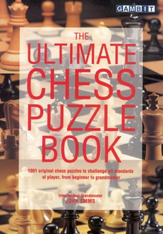 Chess pieces surround a book titled "The Ultimate Chess Puzzle Book.