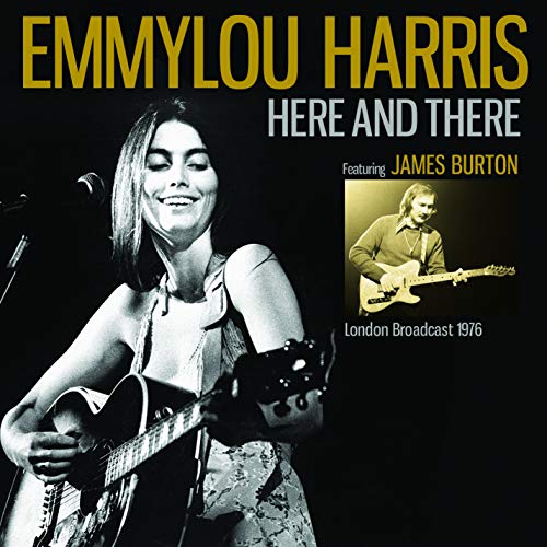 Emmylou Harris and James Burton on CD cover, live performance shot.