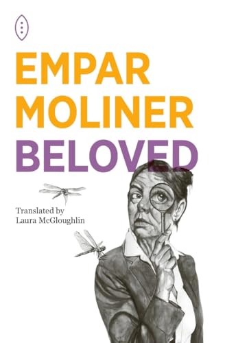 Book cover: elderly woman with magnifying glass and two dragonflies.