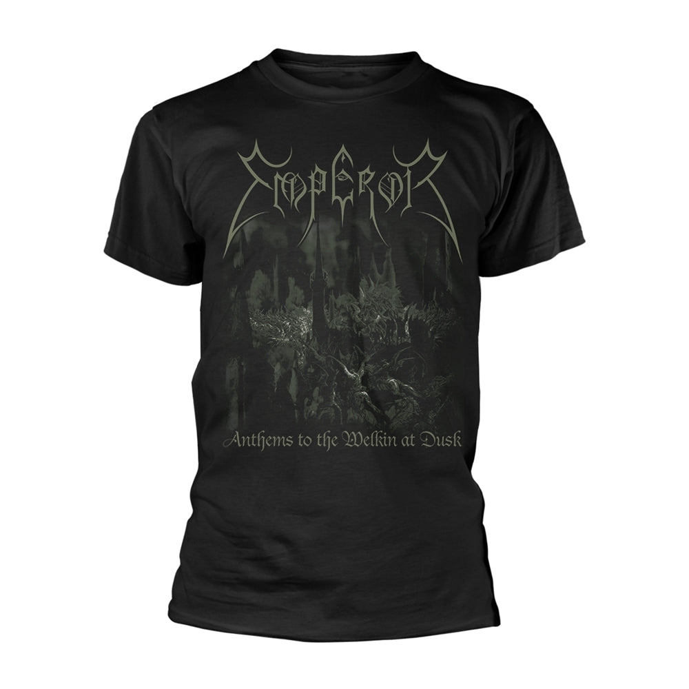Black t-shirt with a dark fantasy landscape and band logo "Emperor.
