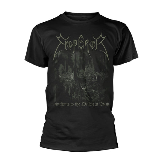 Black t-shirt with a dark fantasy landscape and band logo "Emperor.