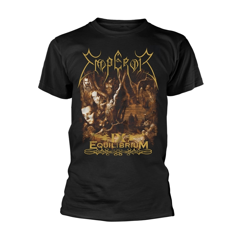 Black t-shirt with album artwork featuring figures and ornate lettering.