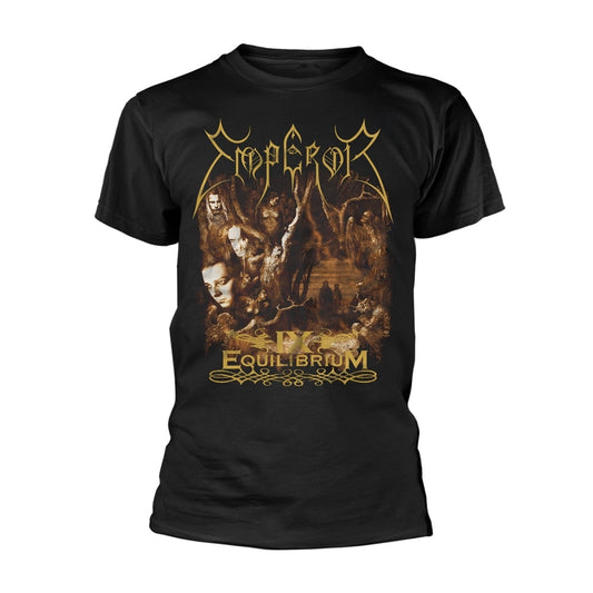 Black t-shirt with album artwork featuring figures and ornate lettering.