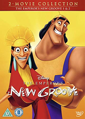 DVD cover featuring Kuzco and Kronk from The Emperor's New Groove on yellow background.