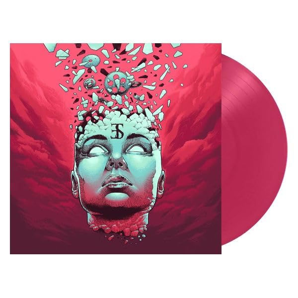 Vinyl record cover showing a head shattering into gears against a red background.