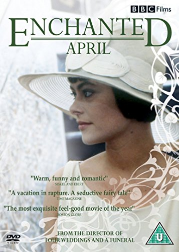 DVD cover for "Enchanted April" featuring a woman in a white hat.