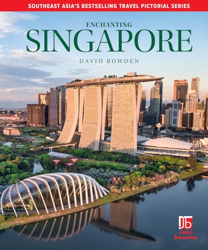 Book cover: “Enchanting Singapore” featuring Marina Bay Sands skyline.
