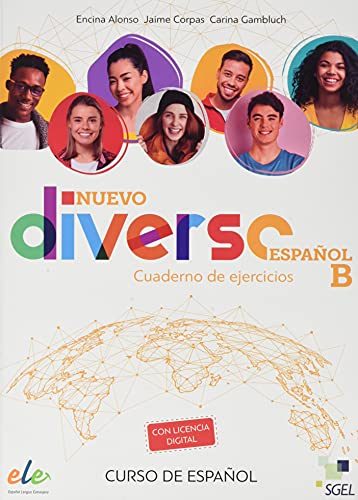 Spanish textbook cover with diverse faces and a world map design.