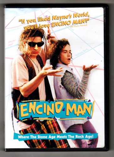DVD cover for "Encino Man" featuring two young men in 90s clothing.