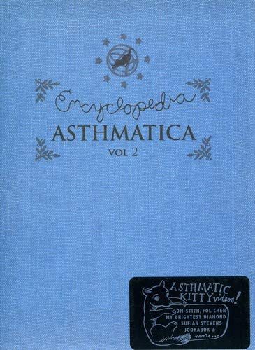 Blue DVD case for "Encyclopedia Asthmatica: Volume 2" with bird and cat imagery.
