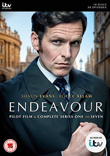 DVD cover of Endeavour featuring a close-up portrait of Shaun Evans in a coat.