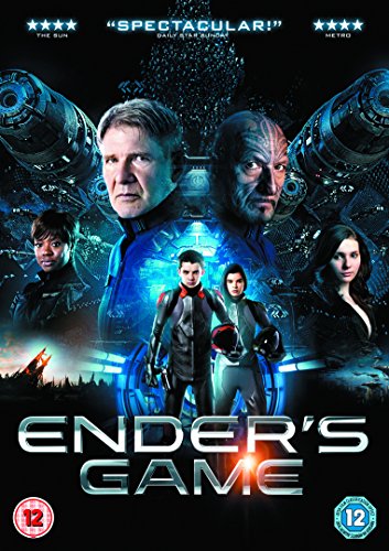 DVD cover art for Ender's Game featuring the cast against a dark space background.
