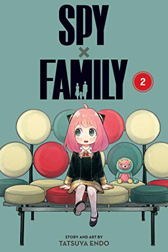 Anya Forger sits on a colorful circular bench on the Spy x Family cover.