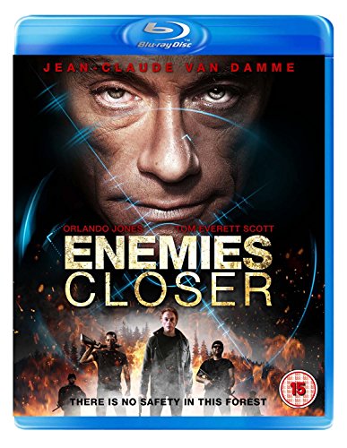 Blu-ray cover for Enemies Closer featuring Jean-Claude Van Damme and a forest fire scene.