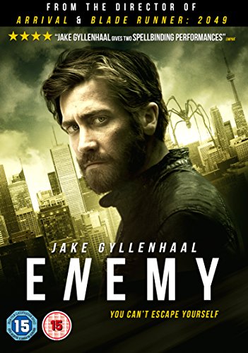 DVD cover for “Enemy” featuring Jake Gyllenhaal and a city skyline.