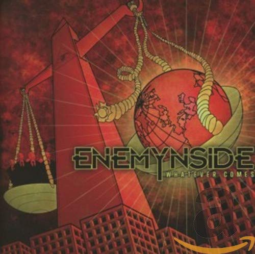 Album cover featuring a red globe tied with rope and a red industrial structure.
